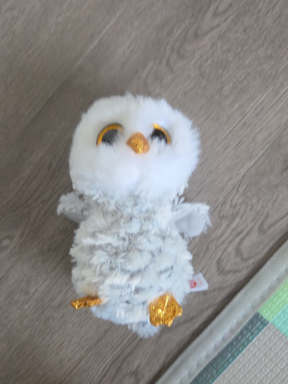 Plush White and Gold Owl Small Pet Toy